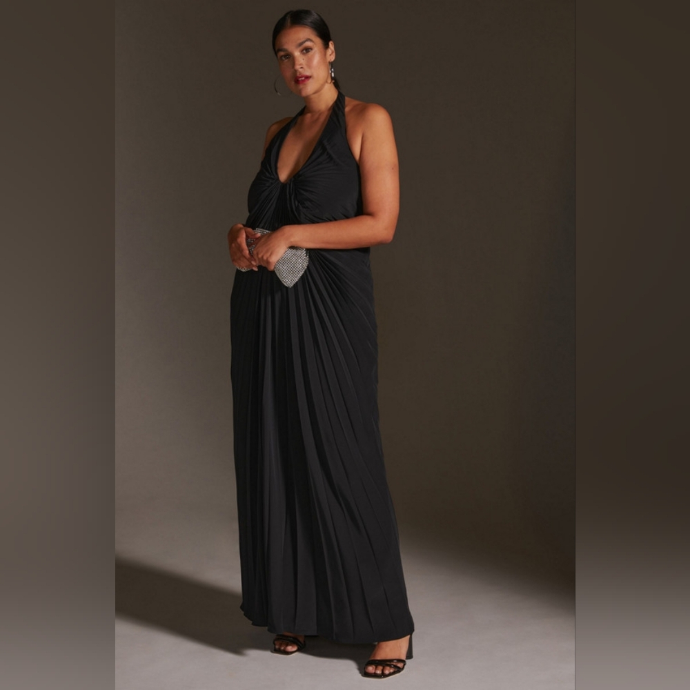 Anthropologie Pleated Halter Midi Dress